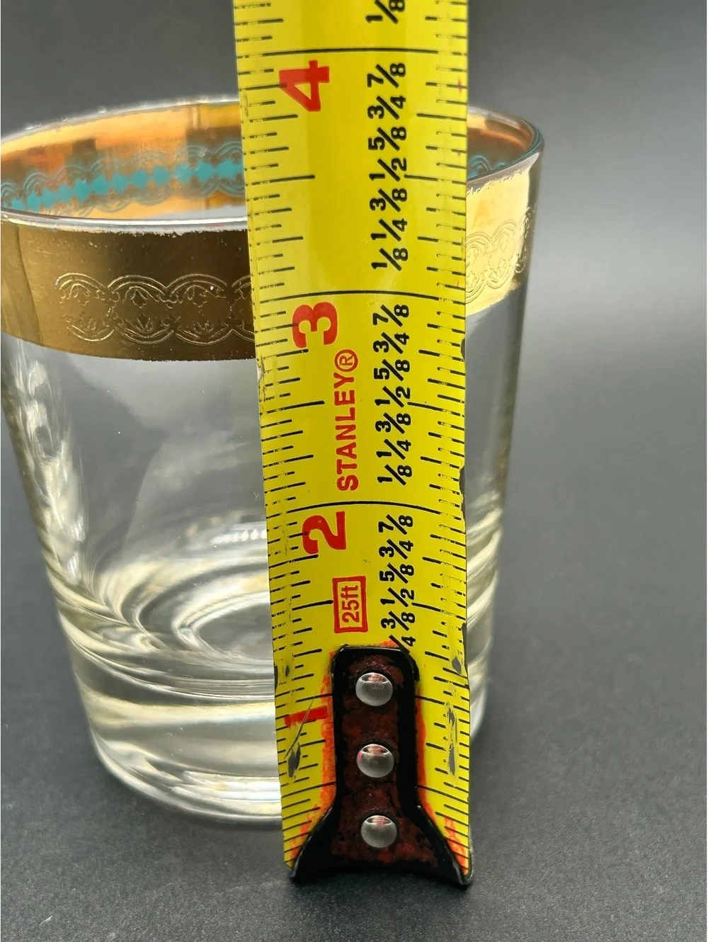 Vintage MCM Whiskey/Cocktail Glasses with Gold Overlay and Turquoise